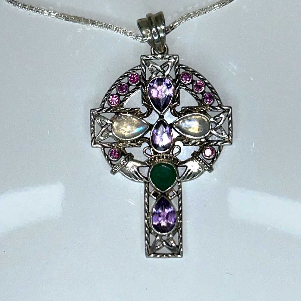 NWOT Multi Gemstone Celtic Cross By Designer Nicky Butler